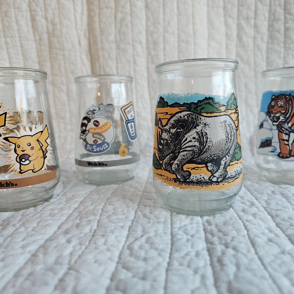 Pikachu, Dr. Seuss, Endangered Species Welch's Jelly Glasses
